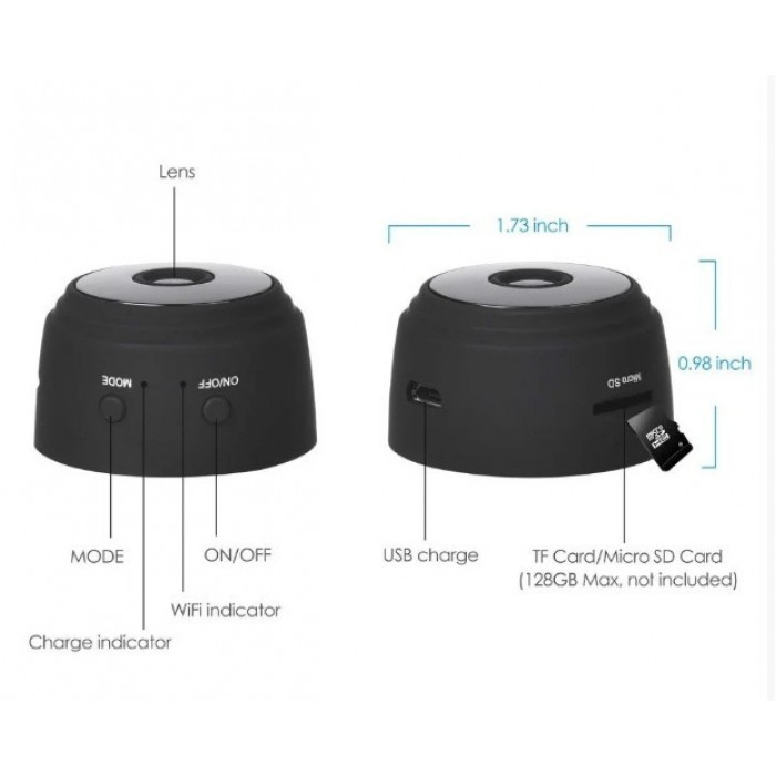 Беспроводная мини Wi-Fi ip камера видеонаблюдения с аккумулятором 